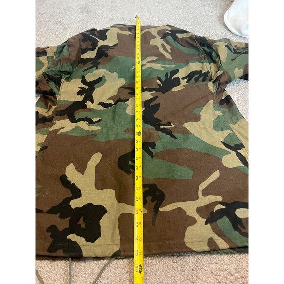 Vtg Military Field Woodland Camo Jacket Pockets Mens L Rugged Cold Weather Army - Picture 5 of 6